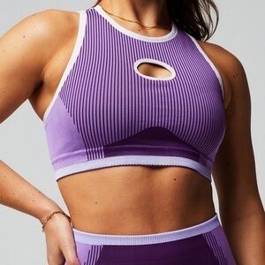 FABLETICS Seamless Fusion Low Impact Bra Luxe Plum/Dusted Lilac/Classic White SM